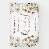 Zwarte Pastel Boho Wildflower Moderne Bruidsdouche Spandoek (Verticaal)