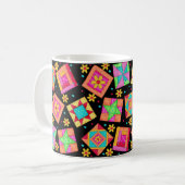 Zwarte Patchwork Quilt Design Mok (Voorkant links)