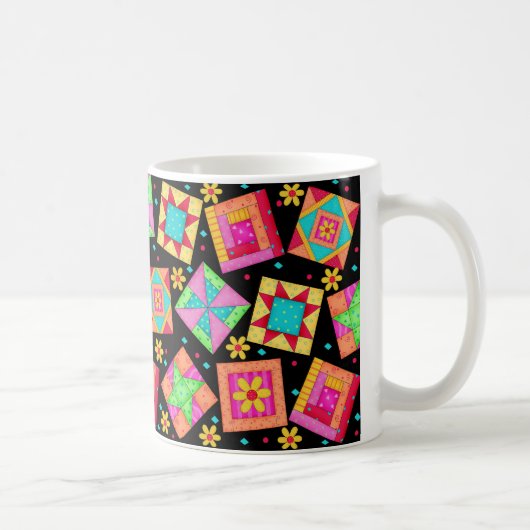 Zwarte Patchwork Quilt Design Mok (Rechts)