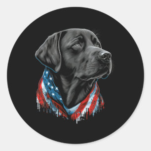 Zwarte Patriottische Amerikaanse Labradoor 4 juli Ronde Sticker