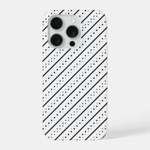 Zwarte Patroon Lijn Stippen Geometrie iPhone 15 Pro Hoesje