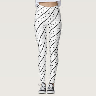 Zwarte Patroon Lijn Stippen Geometrie Leggings