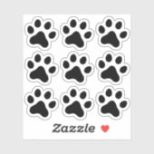 Zwarte paw print stickers, set van negen sticker (Vel)