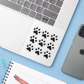 Zwarte paw print stickers, set van negen sticker (Laptop met iPhone)