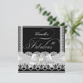 Zwarte Pearl Lace Bow Kaart (Staand voorkant)