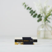 Zwarte penseelstreek Painterly Abstract Expression Mini Visitekaartje (Staand voorkant)