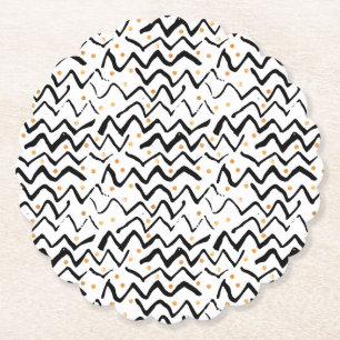 Zwarte penseelstreken en Stippen patroon Kartonnen Onderzetters