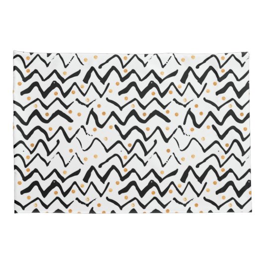 Zwarte penseelstreken en Stippen patroon Kussensloop (Achterkant-Rechts)