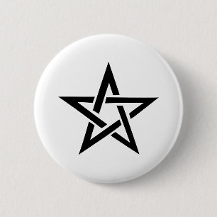 zwarte pentagram 666 ronde button 5,7 cm