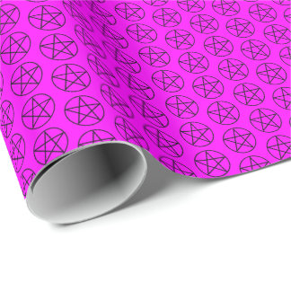 Zwarte Pentagram op Roze Cadeaupapier