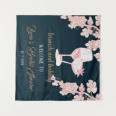 Zwarte Peral Champagne Retro Bruidsdouche Welkom Wandkleed (Voorkant (horizontaal))