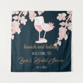 Zwarte Peral Champagne Retro Bruidsdouche Welkom Wandkleed (Voorkant)