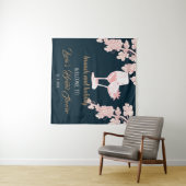 Zwarte Peral Champagne Retro Bruiloft Welkom Wandkleed (In Situ (horizontaal))