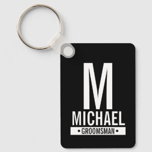 Zwarte Persoonlijke Monogram en Naam voor Bruidsjo Sleutelhanger