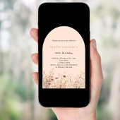 Zwarte perzik roze wilde bloem bloemen verjaardag kaart