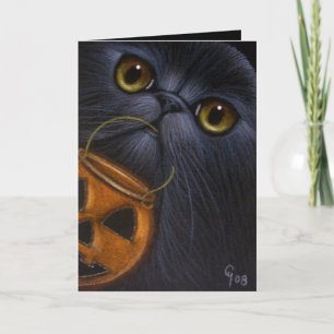ZWARTE PERZISCHE KAT HALLOWEEN KAART