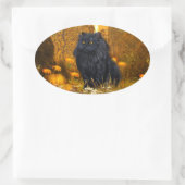 Zwarte Perzische kat Halloween Ovale Sticker (Tas)