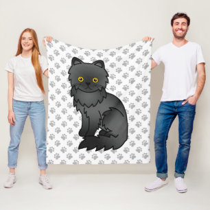 Zwarte Perzische Mopshond & Pootjes Cute Cartoon K Fleece Deken