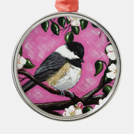 Zwarte pet Chickadee Metalen Ornament