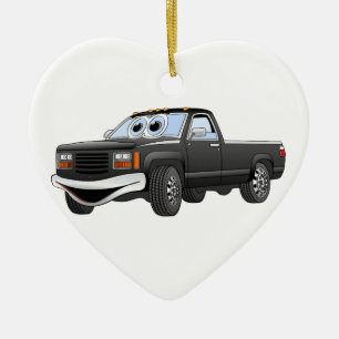 Zwarte pick-up truck Cartoon Keramisch Ornament