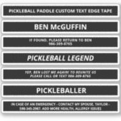 Zwarte Pickleball Paddle Edge-tape - Aangepaste na Sticker (Voorkant)