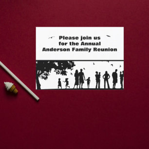 Zwarte picknick grafische familiebijeenkomst uitno briefkaart