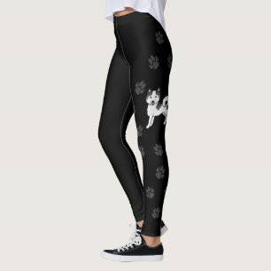 Zwarte Piebald Alaskan Malamute Mooie Hond & Pootj Leggings