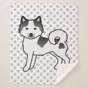 Zwarte Piebald Alaskan Malamute Schattige Cartoon  Sherpa Deken