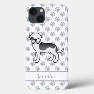 Zwarte Piebald Amerikaanse Bulldog Cartoonhond & N iPhone 13 Hoesje
