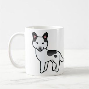 Zwarte Piebald Cartoon Siberische Husky Koffiemok