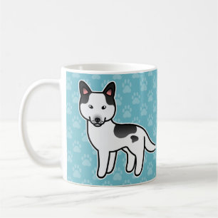 Zwarte Piebald Cartoon Siberische Husky Koffiemok
