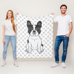 Zwarte Piebald Franse Bulldog / Franse Bulldog Hon Fleece Deken