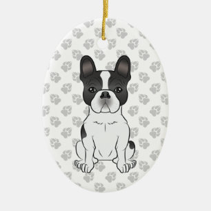 Zwarte Piebald Franse Bulldog / Franse Bulldog Hon Keramisch Ornament