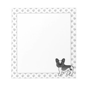 Zwarte Piebald Franse Bulldog Schattige Cartoon Ho Notitieblok
