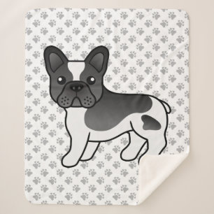 Zwarte Piebald Franse Bulldog Schattige Cartoon Ho Sherpa Deken