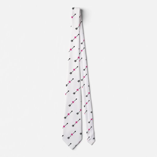 Zwarte Pijl met Fuchsia Heart Stropdas (Voorkant)