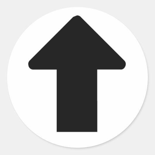 Zwarte Pijl Ronde Sticker (Voorkant)