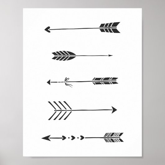 Zwarte Pijlen Minimalistische Kunstprint Poster (Voorkant)