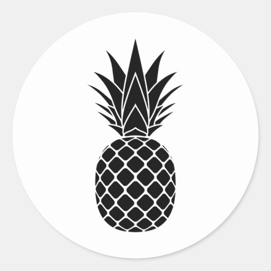Zwarte Pineapple Classic Ronde Sticker (Voorkant)