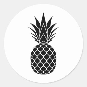 Zwarte Pineapple Classic Ronde Sticker
