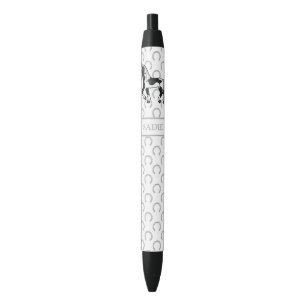 Zwarte Pinto Cartoon Drafpaard & Naam Inkt Pen