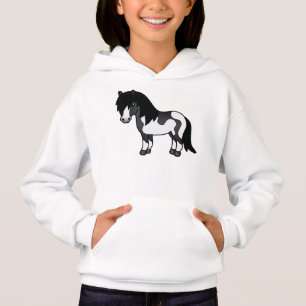 Zwarte Pinto Shetlandpony Cartoonillustratie