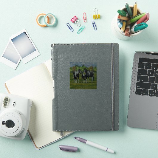 Zwarte Pinto-verf kwart paarden in zomerdeeg Sticker (iPad Cover)
