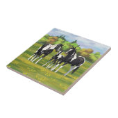 Zwarte Pinto-verf kwart paarden in zomerdeeg Tegeltje (Zijkant)