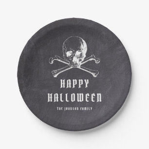  zwarte piraat schedel en Botten Halloween Papieren Bordje