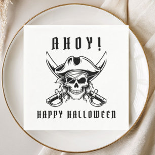 Zwarte Piraat Schedel Halloween Feest Servet