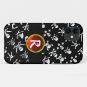 ZWARTE PIRATE BANNERS SKULL, GEKROOSTE BOTTEN, SWO Case-Mate iPhone CASE (Achterkant (horizontaal))