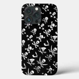ZWARTE PIRATE BANNERS SKULL, GEKROOSTE BOTTEN, SWO iPhone 13 PRO HOESJE
