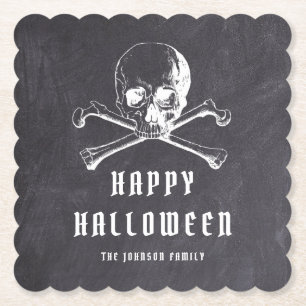 Zwarte Piraten Schedel & Botten Halloween Vintage Kartonnen Onderzetters