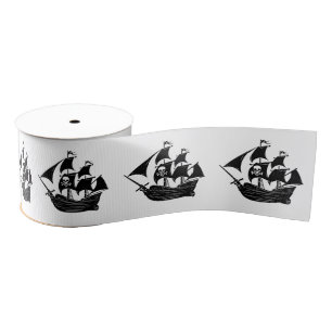 Zwarte Piratenschip Schedel Kruisbeenderen DIY Kle Grosgrain Lint